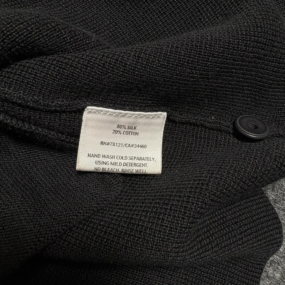 Eileen Fisher Black‎ Half Button Mandarin Collar Silk Blend Cardigan Size PS